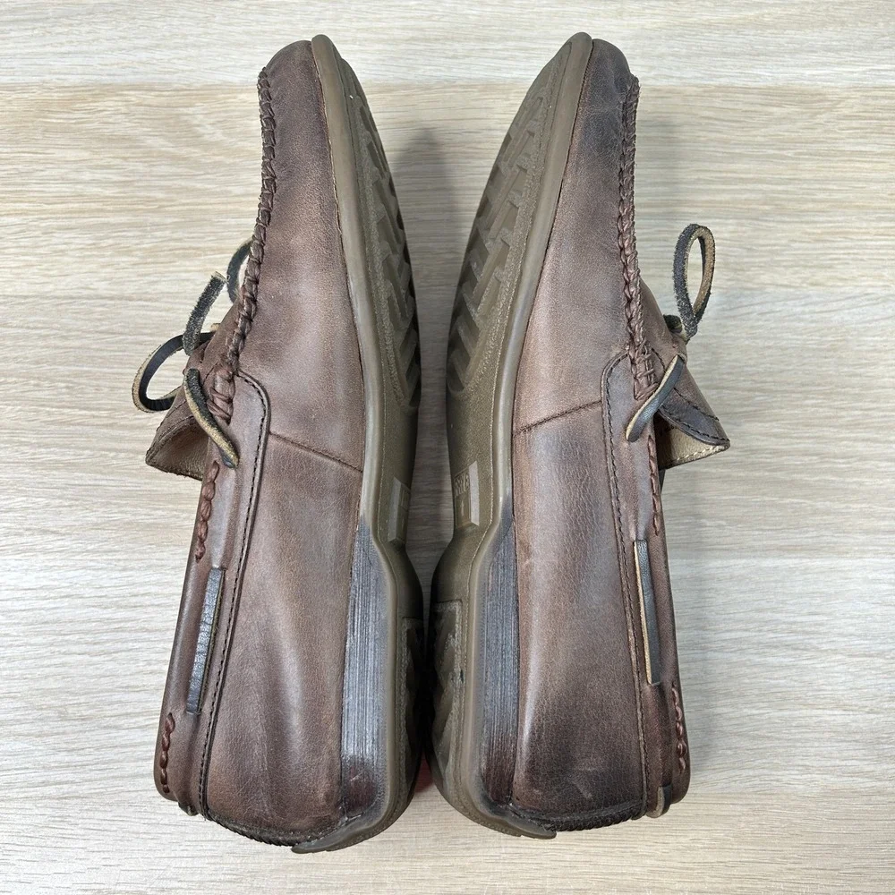 Frye Lewis Tie Shoes Mens Size 8 Brown Leather Moccasin Loafers‎ Casual Comfort
